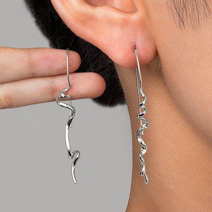 1 Pair Women’s Vintage Abstract Earrings – Floating Accents & Curved Details, Artistic Retro Jewelry Ideal for Brunch Dates & Weekend Getaways