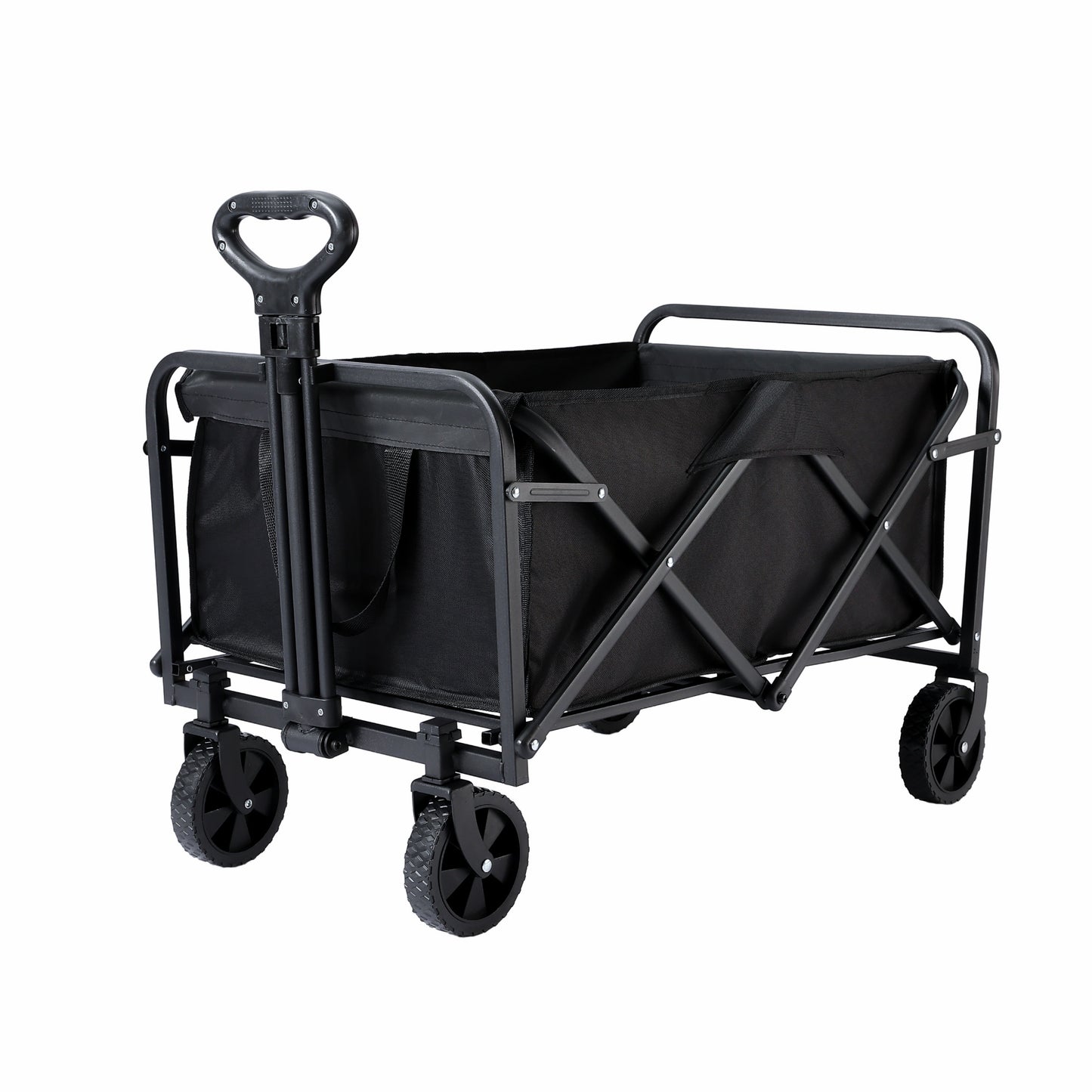 Folding Utility Wagon Beach Cart with All-Terrain Wheels, Collapsible Portable Outdoor Trolley, Multi-Purpose Gear Carrier for Gardening, Sports Events & Camping Trips