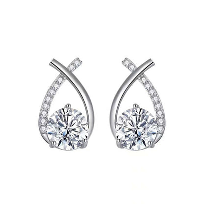 1 Pair Fashionable & Elegant Earrings – Sparkling Cubic Zirconia Inlaid, Cute & Stylish Design Perfect for Daily Wear, Travel & Celebrations, Ideal Party & Valentine's Day Gifts