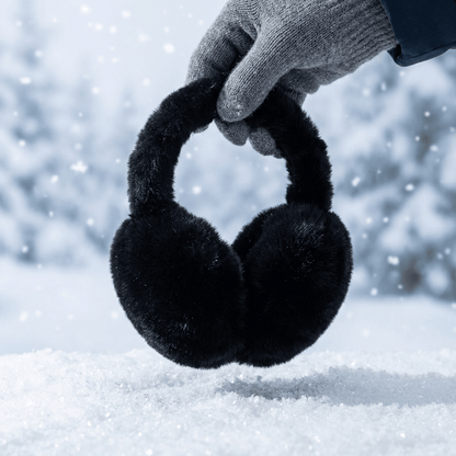 1pc Unisex Foldable Winter Ear Warmers - Black Ultra-Soft Windproof Earmuffs, Ideal for Skiing, Hiking, Cycling & All Cold-Weather Adventures