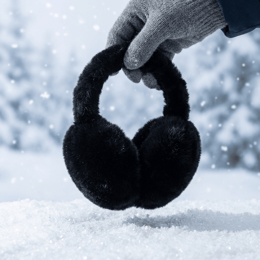 1pc Unisex Foldable Winter Ear Warmers - Black Ultra-Soft Windproof Earmuffs, Ideal for Skiing, Hiking, Cycling & All Cold-Weather Adventures