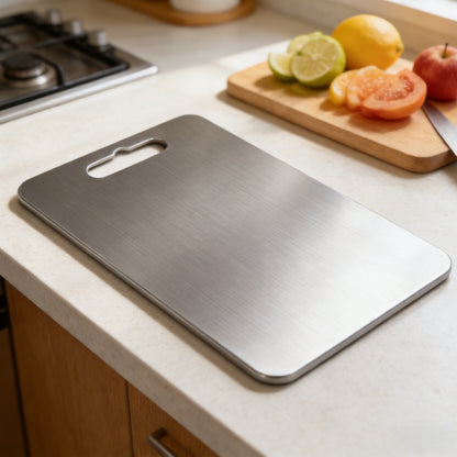 Heavy-Duty Double-Sided Food-Grade Stainless Steel Cutting Board – Non-Slip Base, Dishwasher Safe, Durable Sanitary Option for Slicing Meat, Vegetables & Cheese, Ideal for Home Kitchens, Restaurants & Chefs