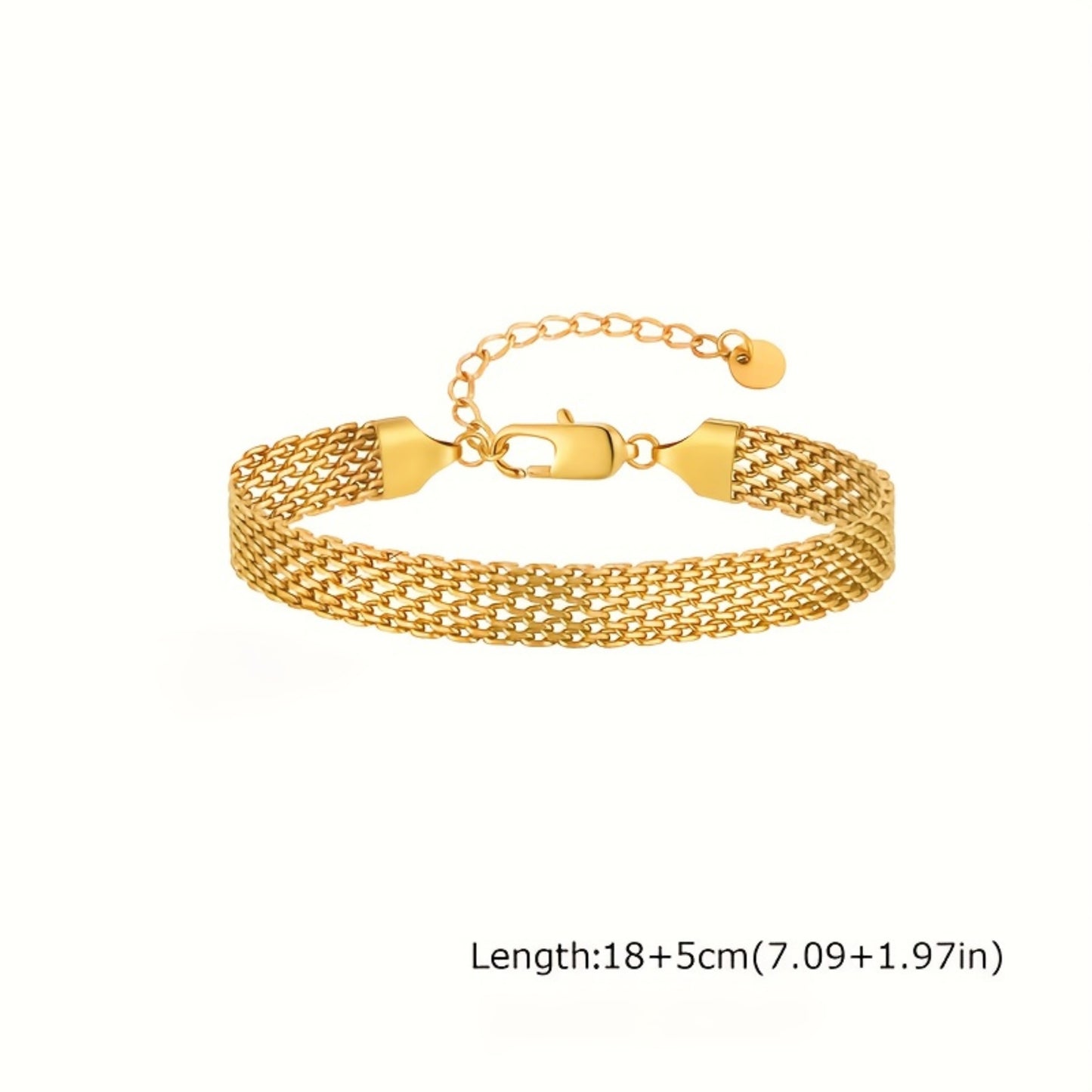 1 Piece 18K Gold Plated Stainless Steel Bracelet – Exquisite Braided Texture, Retro Edgy Women’s Jewelry, Minimalist High-End Style for Daily Layering & Banquets, Perfect Holiday & Birthday Gift