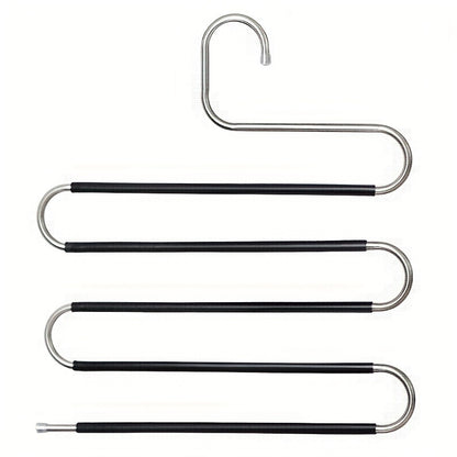 1pc Space-Saving Multi-Layer Pants Hanger - Polished Stainless Steel Construction with Non-Slip S-Shaped Clips for Efficient Closet Organization and Towel Storage, Suitable for Home and Retail Application, Durable Clothing Hanger
