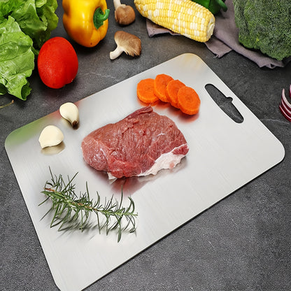 Heavy-Duty Double-Sided Food-Grade Stainless Steel Cutting Board – Non-Slip Base, Dishwasher Safe, Durable Sanitary Option for Slicing Meat, Vegetables & Cheese, Ideal for Home Kitchens, Restaurants & Chefs