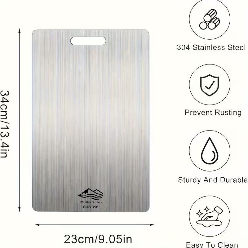 Double-Sided Non-Slip Stainless Steel Cutting Board – High-End, Easy to Clean & Corrosion-Resistant, Essential Kitchen Accessory for Home, Restaurants & Outdoor Adventures