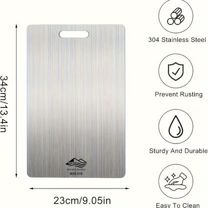 Double-Sided Non-Slip Stainless Steel Cutting Board – High-End, Easy to Clean & Corrosion-Resistant, Essential Kitchen Accessory for Home, Restaurants & Outdoor Adventures