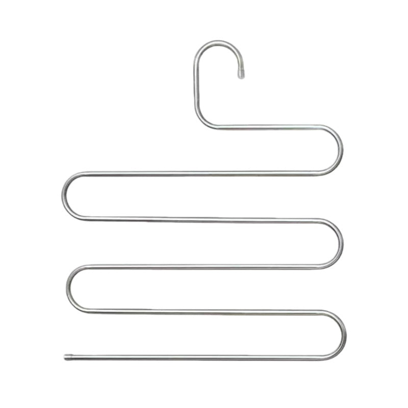 Durable Stainless Steel S-Shaped Pants Organizer – 5-Tier Non-Slip Scratch-Free Rack, Great for Jeans & Long Pants to Create an Organized Closet