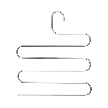 Durable Stainless Steel S-Shaped Pants Organizer – 5-Tier Non-Slip Scratch-Free Rack, Great for Jeans & Long Pants to Create an Organized Closet