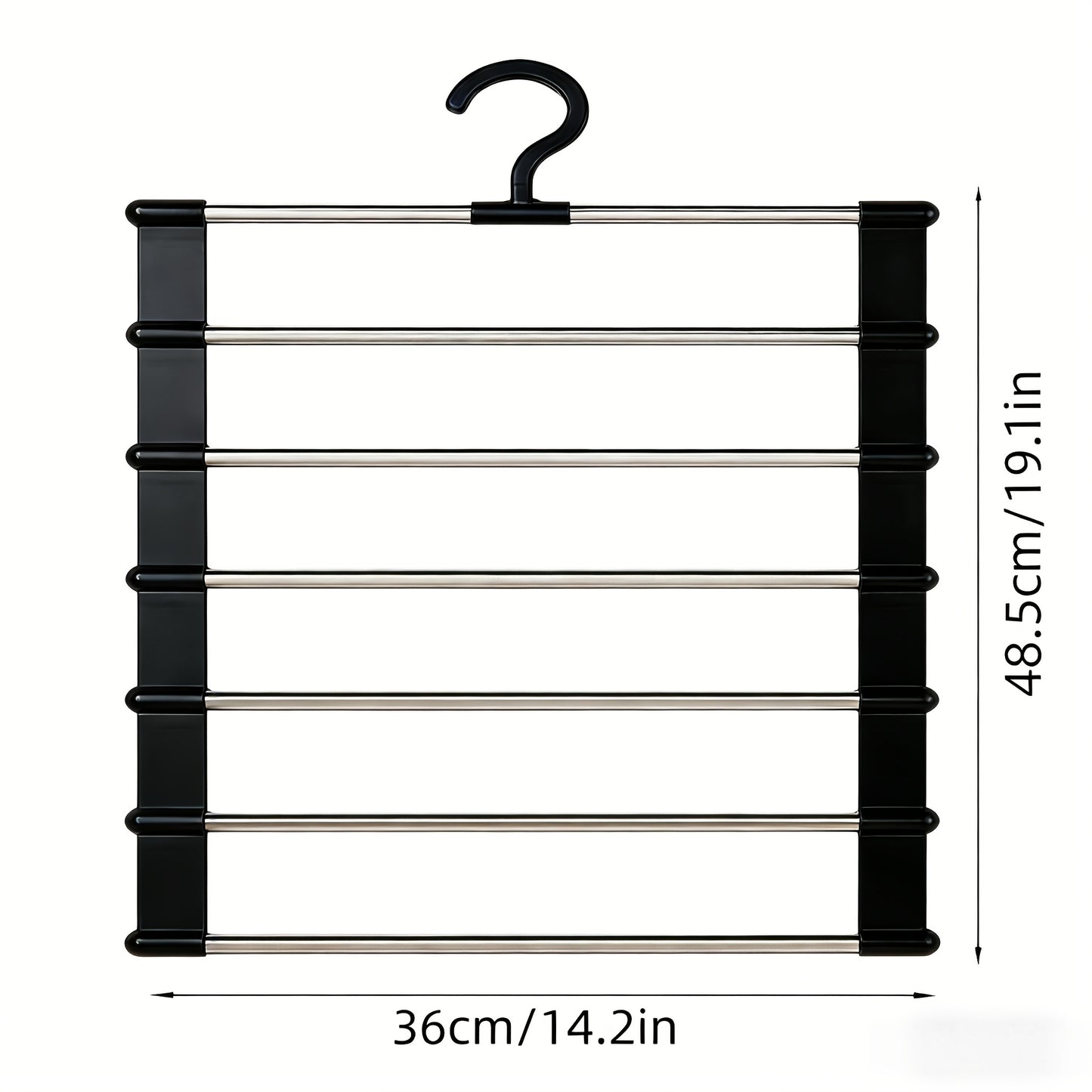 1 Piece Stainless Steel 6 Tier Pants Shelf Black Frame Collapsible Space Saving Design Polished Ports Ideal for Home Wardrobes and Retail Display