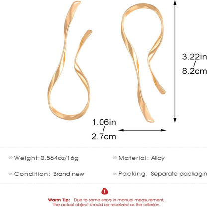 1 Pair of Gold-Plated Minimalist Asymmetrical Earrings – Sleek Sharp Curves for Luxurious Vibe, Perfect for Daily Work, Gal Pal Afternoon Tea & Upscale Dinner Parties