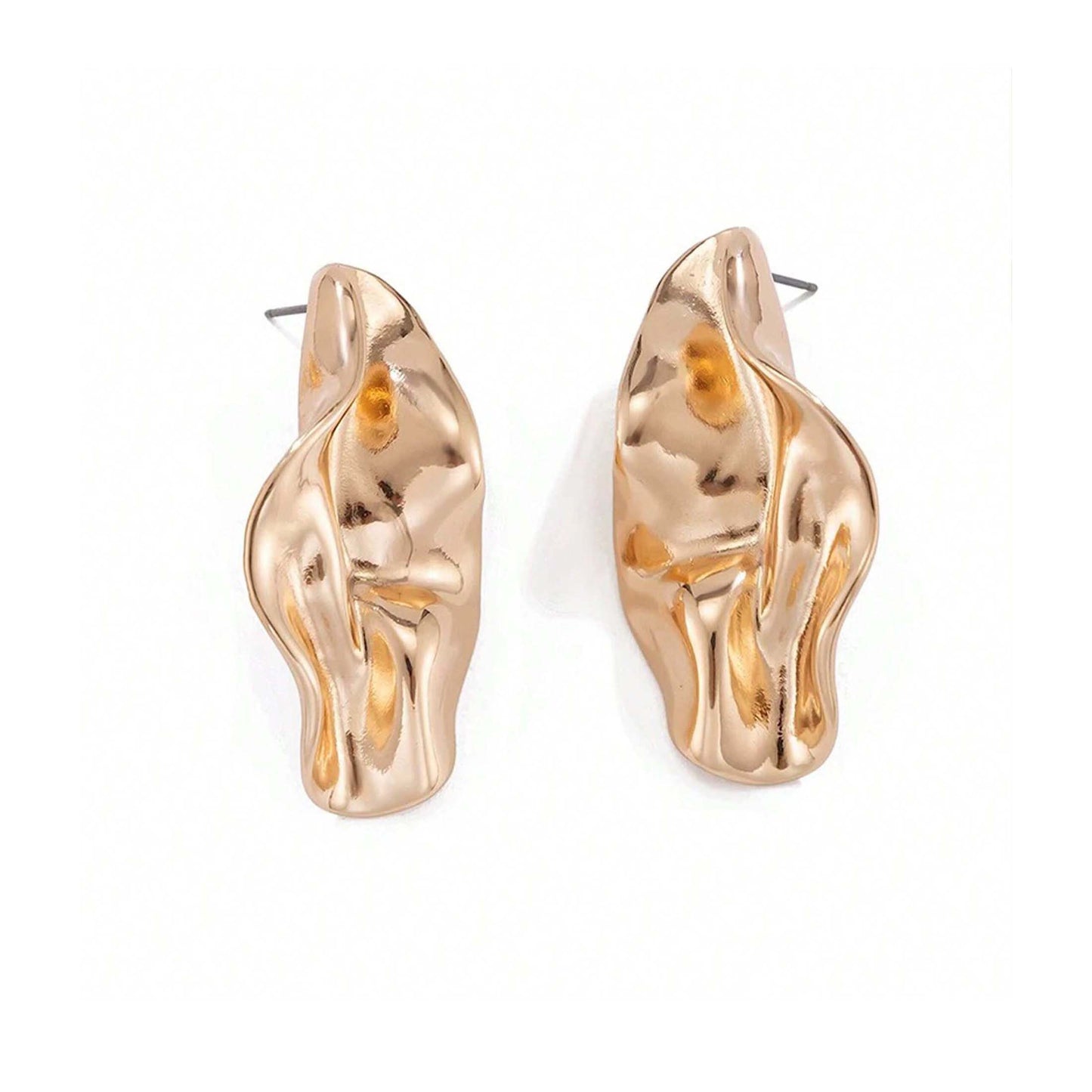 1 Pair Women’s Large Statement Gold Irregular Geometric Leaf Earrings – Bold Minimalist Metal Craftsmanship, Sleek Design Perfect for Elevating Distinctive Daily Outfits