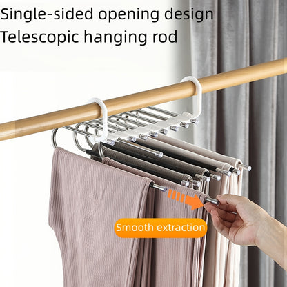 1 Piece Non-Slip 9-Tier Stainless Steel Pants Hanger, Space-Saving Closet Organizer for Trousers, Jeans and Leggings, Sturdy Accessory