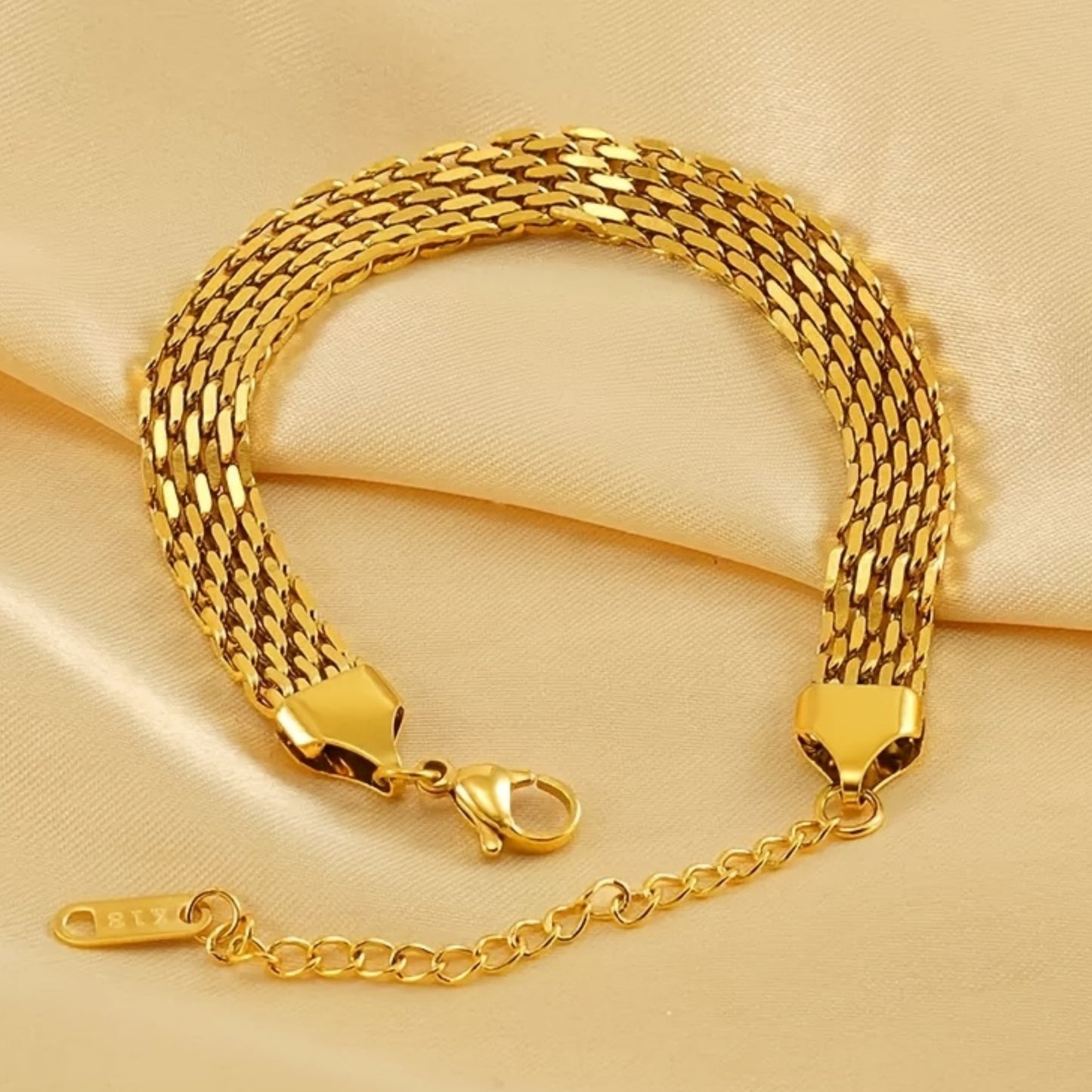 1 Piece 18K Gold Plated Stainless Steel Bracelet – Exquisite Braided Texture, Retro Edgy Women’s Jewelry, Minimalist High-End Style for Daily Layering & Banquets, Perfect Holiday & Birthday Gift