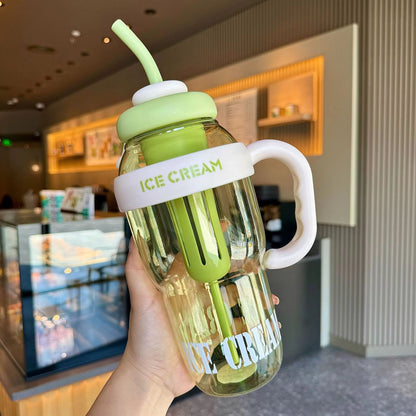 Large Capacity Reusable Plastic Water Jug with Ergonomic Carry Handle & Leakproof Straw Lid, Multipurpose Sports Drinking Container for Workout Hiking Driving Camping & All Kinds of Outdoor Trips, Ideal Practical Holiday Gift,
