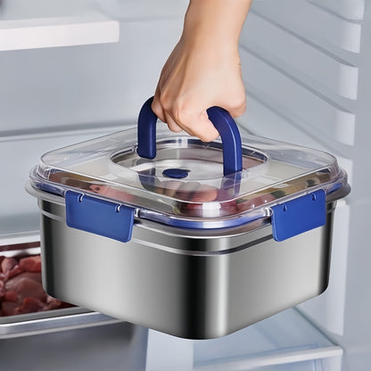 4-Piece Stainless Steel Food Storage Containers with Blue Handles, Leak-Proof and Airtight, Reusable Lunch Containers, Dishwasher Oven Freezer Microwave Safe, Perfect for Kitchen