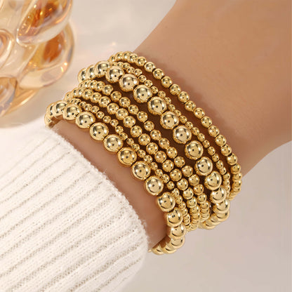 7-Piece Stackable Multifunctional Gold Bead Bracelets – Bohemian Beach Style Mix-and-Match Bead Chains, Versatile No-Outfit-Picking Design for Daily Wear, Beach Vacations & Party Gatherings