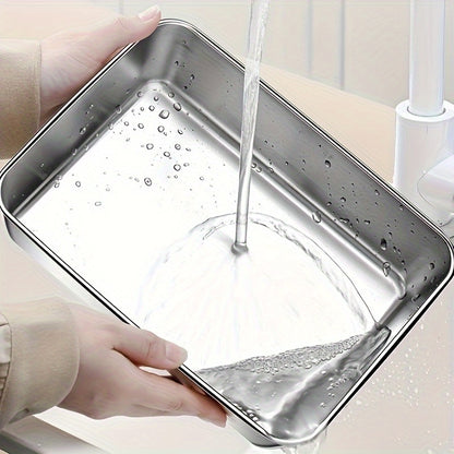 Buy 2 Get 1 Free: 3-Piece Stainless Steel Food Storage Containers – Durable Reusable Baking Trays with Free Lids, Must-Have Kitchen Tools for Picnics & Fridge Tidy-Up