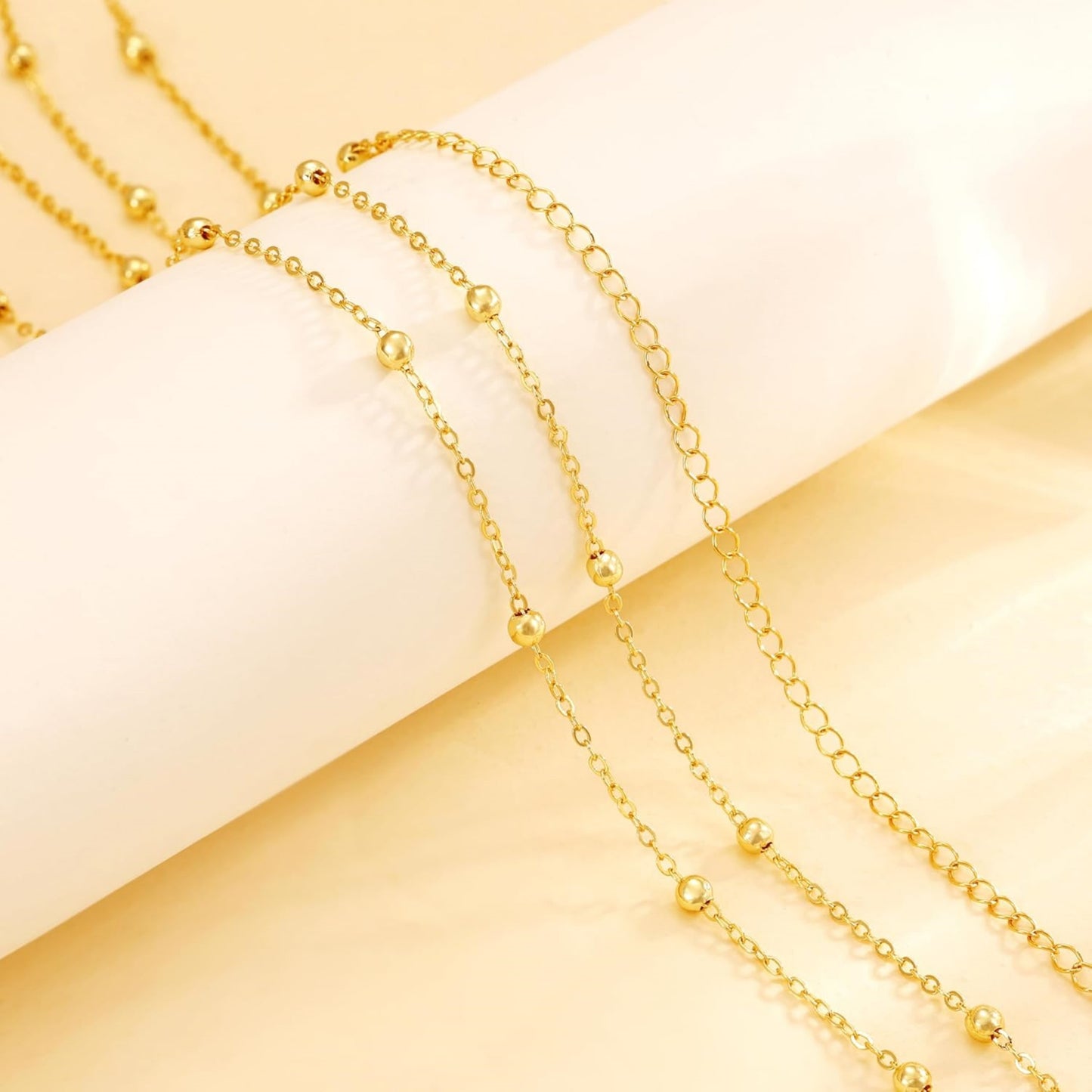 1 PC Adjustable Gold-Plated Beaded Body Chain Belt for Women – Stainless Steel Corrosion-Proof Material, Lightweight Stackable Style, Ideal Summer Accessory for Beach Trips & Vacations