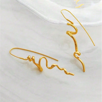 1 Pair Women’s Vintage Abstract Earrings – Floating Accents & Curved Details, Artistic Retro Jewelry Perfect for Brunch Dates & Weekend Getaways