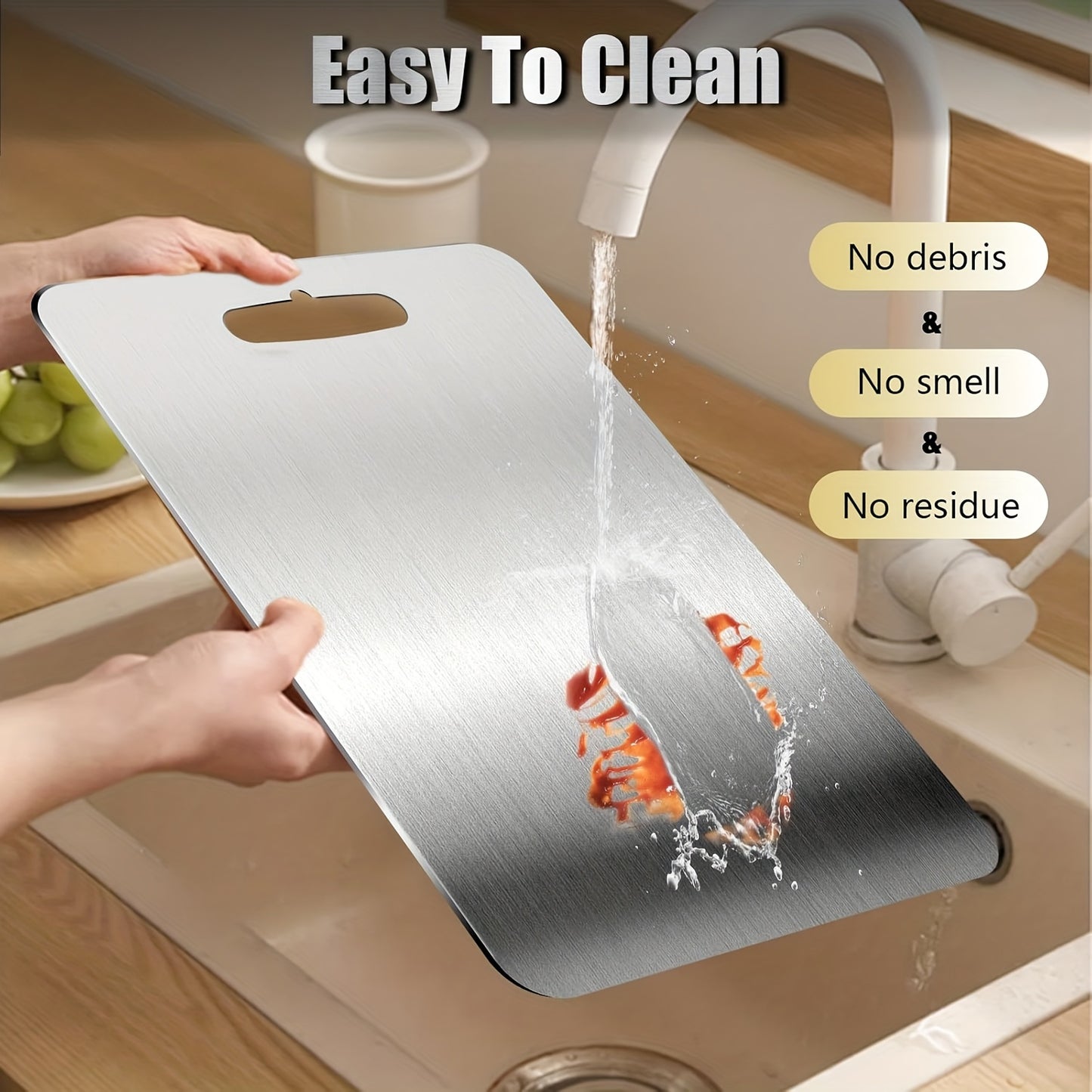 Heavy-Duty Double-Sided Food-Grade Stainless Steel Cutting Board – Non-Slip Base, Dishwasher Safe, Durable Sanitary Option for Slicing Meat, Vegetables & Cheese, Ideal for Home Kitchens, Restaurants & Chefs