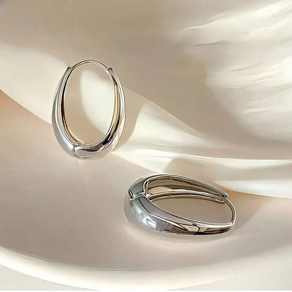 1 Pair Gold/Silver Simple Glossy Thick Hoop Earrings, Elegant Retro, Fashionable Minimalist Style, Perfect for Daily Wear and Gift Giving