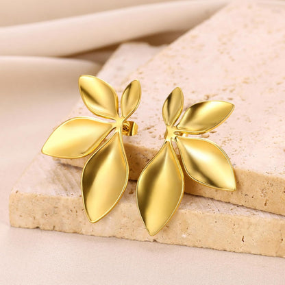 1 Pair High-End Lustrous Floral Leaf Earrings – Euro-American Niche Minimalist Chic Style, Perfect Jewelry for Parties, Anniversaries, Christmas & Halloween, Ideal Gift for Girlfriend, Best Friend & Family