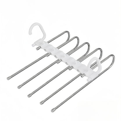 Durable Stainless Steel Pants Hangers with Non-Slip Coating, 5 Hooks Design, Space-Saving & Reduces 80% Clutter, Perfect for Skinny Jeans & Denim Fabrics