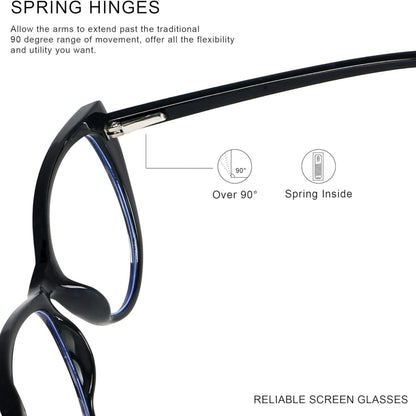 1 Pair Unisex Anti-Fatigue Cat Eye Glasses – Sleek Black Frame with Blue Light Blocking Technology, High-Definition Light Transmission, Ideal for Extended Computer, Phone & TV Viewing