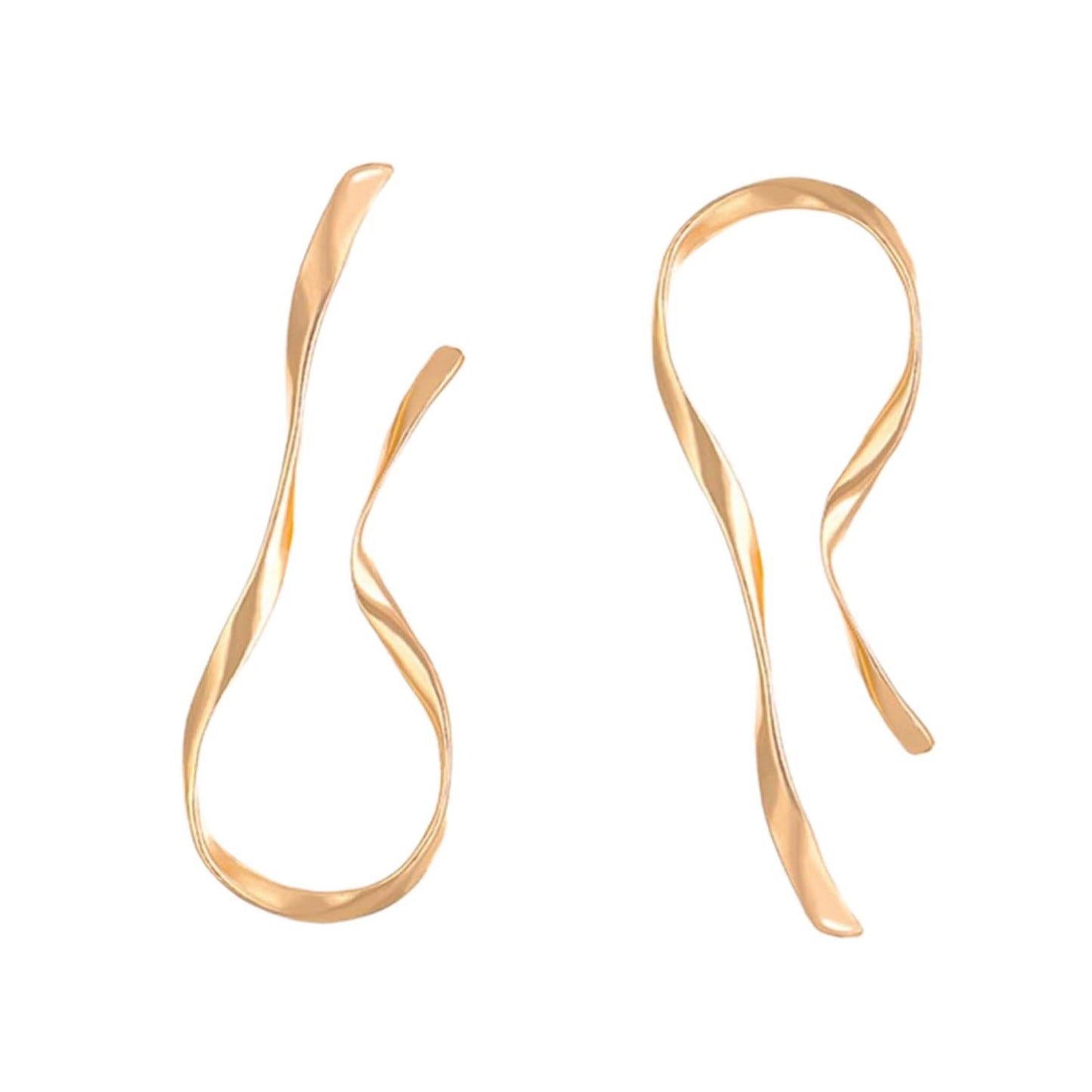 1 Pair of Gold-Plated Minimalist Asymmetrical Earrings – Sleek Sharp Curves for Luxurious Vibe, Perfect for Daily Work, Gal Pal Afternoon Tea & Upscale Dinner Parties