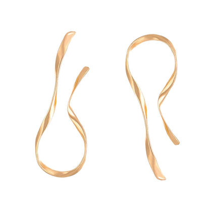 1 Pair of Gold-Plated Minimalist Asymmetrical Earrings – Sleek Sharp Curves for Luxurious Vibe, Perfect for Daily Work, Gal Pal Afternoon Tea & Upscale Dinner Parties