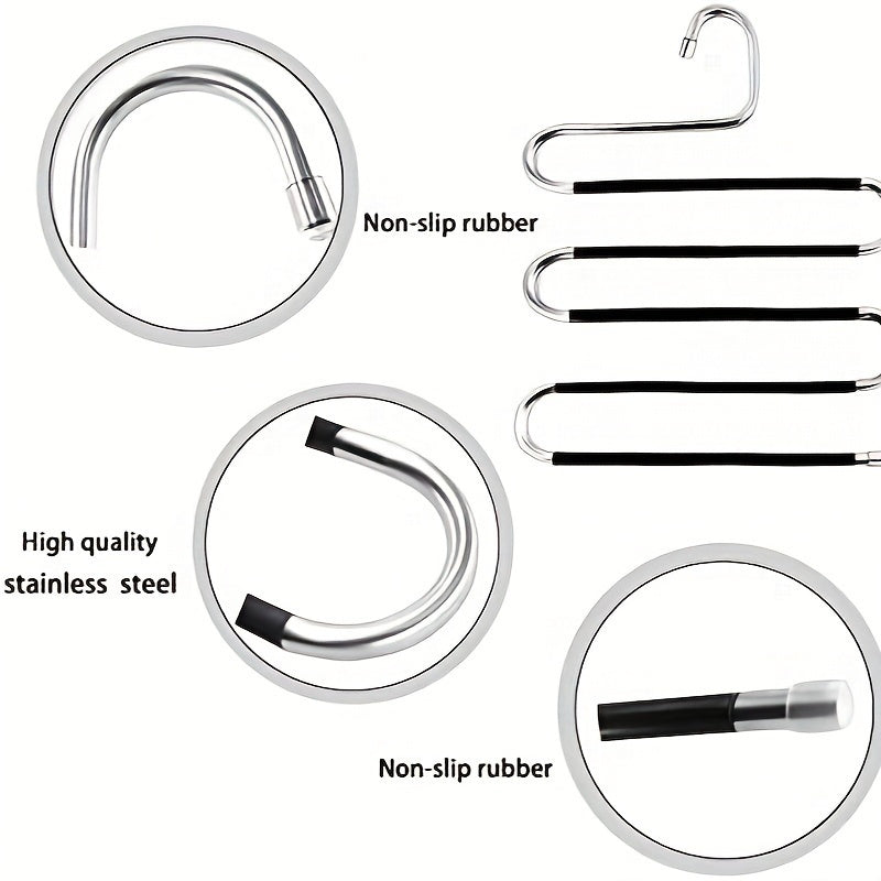 1pc Space-Saving Multi-Layer Pants Hanger - Polished Stainless Steel Construction with Non-Slip S-Shaped Clips for Efficient Closet Organization and Towel Storage, Suitable for Home and Retail Application, Durable Clothing Hanger