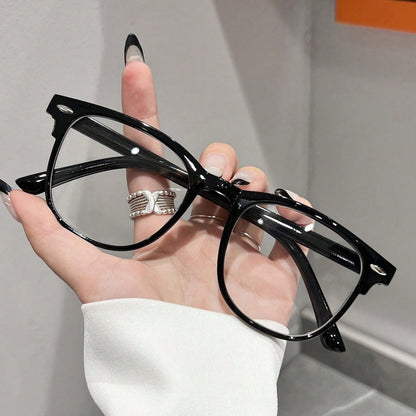 1 Pair Non-Prescription Black Framed Flat Lens Glasses – Versatile Professional & Bohemian Style Eyewear, Perfect for Office Days, Party Outings, Summer Beach Trips & Thoughtful Travel Gifts