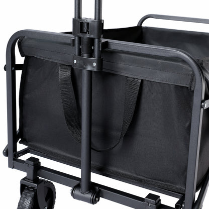 Folding Utility Wagon Beach Cart with All-Terrain Wheels, Collapsible Portable Outdoor Trolley, Multi-Purpose Gear Carrier for Gardening, Sports Events & Camping Trips