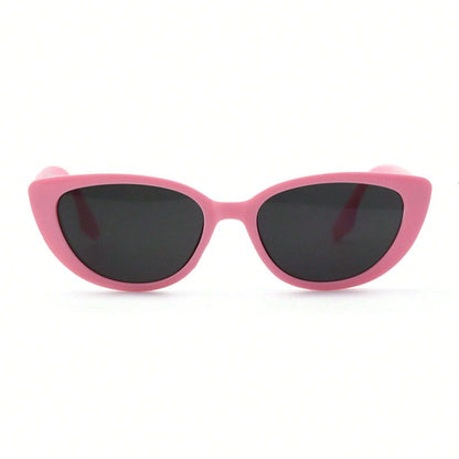 1 Pair UV Protection Luxury Elegant Women’s Sunglasses – Narrow Cat Eye Pink Plastic Frame with Bold Black Lenses, Retro Versatile Face-Slimming Sun Protection Accessory for Daily & Special Occasions