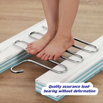 Durable Stainless Steel S-Shaped Pants Organizer – 5-Tier Non-Slip Scratch-Free Rack, Great for Jeans & Long Pants to Create an Organized Closet