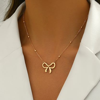 1 Piece Trendy Bow Pendant Clavicle Chain – Women’s Dainty Elegant Jewelry, Suitable for Commutes & Dates, Excellent Holiday Gift for Family and Friends
