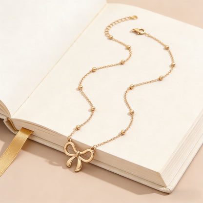 1 Piece Trendy Bow Pendant Clavicle Chain – Women’s Dainty Elegant Jewelry, Suitable for Commutes & Dates, Excellent Holiday Gift for Family and Friends
