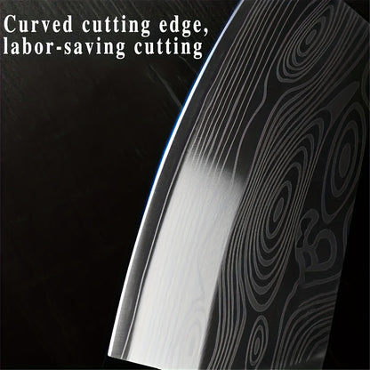 7 Inch Multi-Function Damascus Pattern Chef Knife, Ultra Sharp Slicing Cleaver Made of German 304 Stainless Steel, Sturdy Durable Cooking Tool for Home Kitchen and Restaurant Use