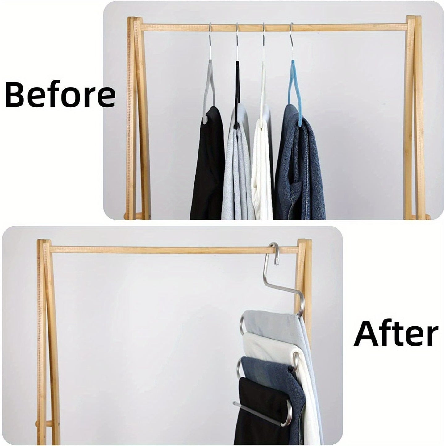 1pc Space-Saving Multi-Layer Pants Hanger - Polished Stainless Steel Construction with Non-Slip S-Shaped Clips for Efficient Closet Organization and Towel Storage, Suitable for Home and Retail Application, Durable Clothing Hanger