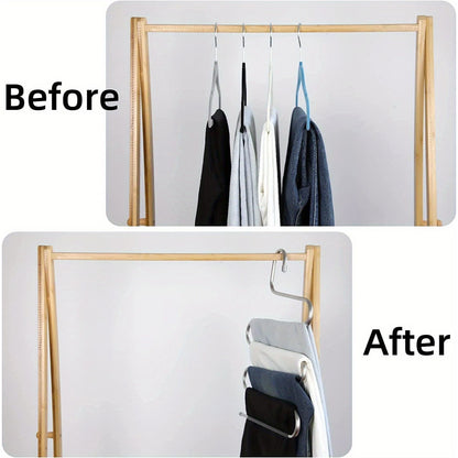 1pc Space-Saving Multi-Layer Pants Hanger - Polished Stainless Steel Construction with Non-Slip S-Shaped Clips for Efficient Closet Organization and Towel Storage, Suitable for Home and Retail Application, Durable Clothing Hanger