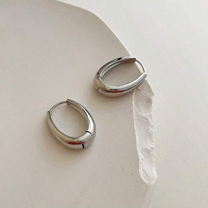 1 Pair Gold/Silver Simple Glossy Thick Hoop Earrings, Elegant Retro, Fashionable Minimalist Style, Perfect for Daily Wear and Gift Giving