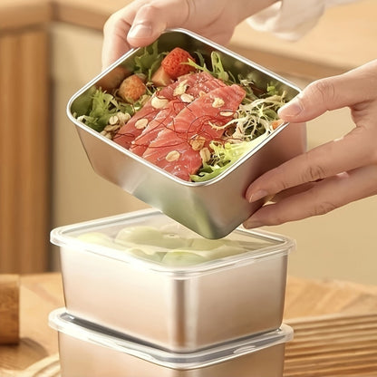 6-Piece Stainless Steel Meal Prep Containers with Lids – Leakproof Stackable Storage Boxes, Essential for Fresh Food Preservation, Outdoor Picnics & Refrigerator Portion Control