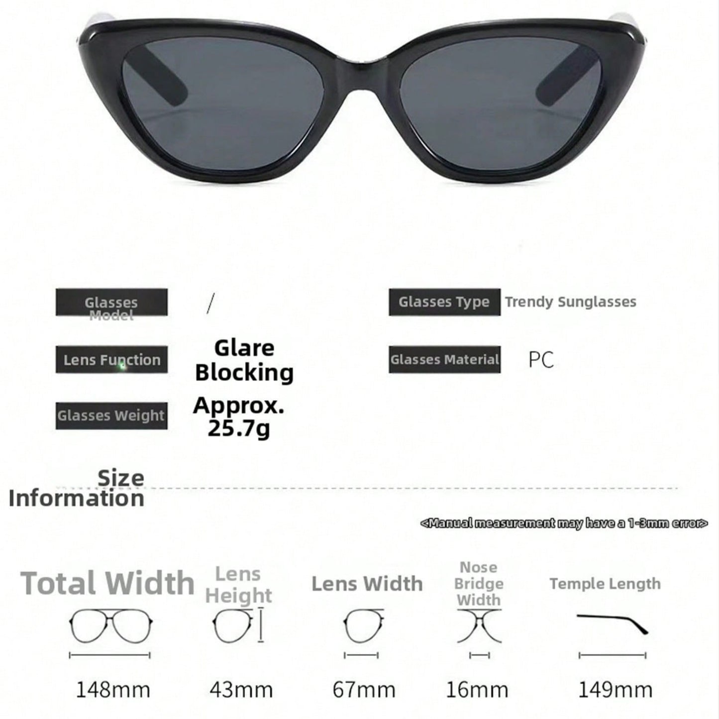 1 Pair Women’s UV Protection Retro Cat Eye Sunglasses – Sleek Black Narrow Frame Adorned with Star Detailing, Perfectly Tailored for Small Face Shapes, Elegant Fashion Shades for Everyday Styling