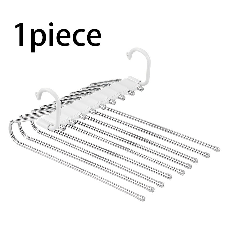 1 Piece Non-Slip 9-Tier Stainless Steel Pants Hanger, Space-Saving Closet Organizer for Trousers, Jeans and Leggings, Sturdy Accessory
