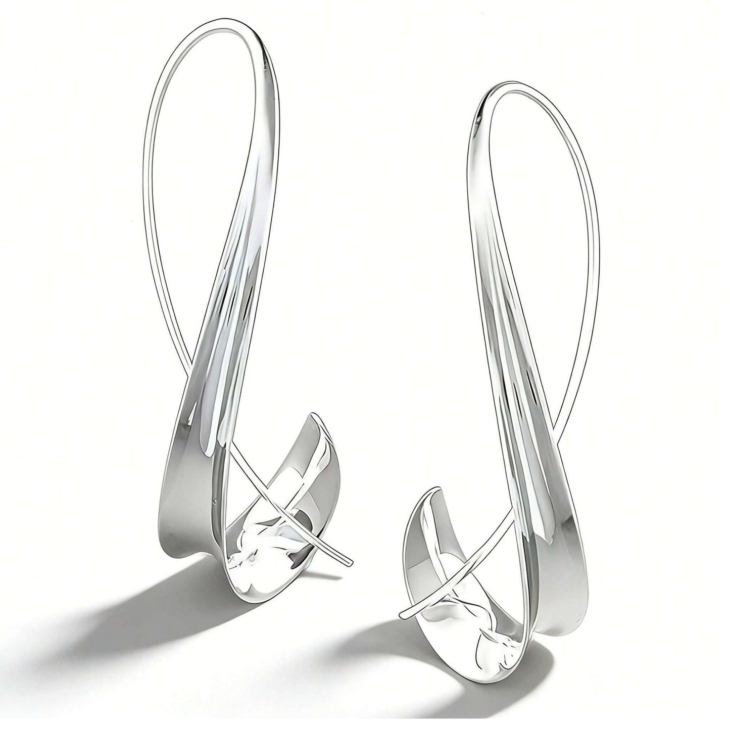 1 Pair Silver-Tone Retro Hook Earrings – Unique Irregular Design & Hypoallergenic, Bohemian-Chic Travel Souvenirs & Thoughtful Gifts for Women (Valentine’s Day, Holidays)