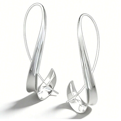 1 Pair Silver-Tone Retro Hook Earrings – Unique Irregular Design & Hypoallergenic, Bohemian-Chic Travel Souvenirs & Thoughtful Gifts for Women (Valentine’s Day, Holidays)