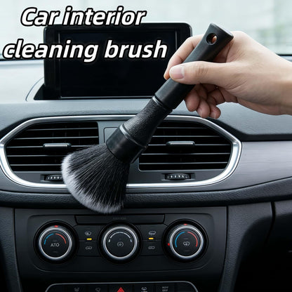 1 PC Black Soft Bristle Dust Brush – Battery-Free Plastic Tool for Car Interiors, Dashboards & Computer Keyboard Cleaning