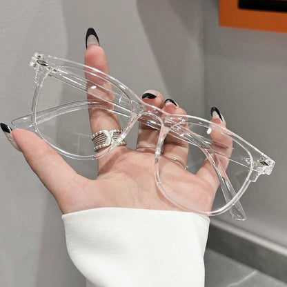 1 Pair Women’s Stylish Geometric White Frame Neutral Glasses – Classic Minimalist Design with Transparent Lenses, Ideal for Daily Reading, Gaming, TV Viewing & Versatile Fashion Accessory
