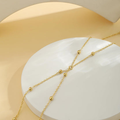 1 PC Adjustable Gold-Plated Beaded Body Chain Belt for Women – Stainless Steel Corrosion-Proof Material, Lightweight Stackable Style, Ideal Summer Accessory for Beach Trips & Vacations